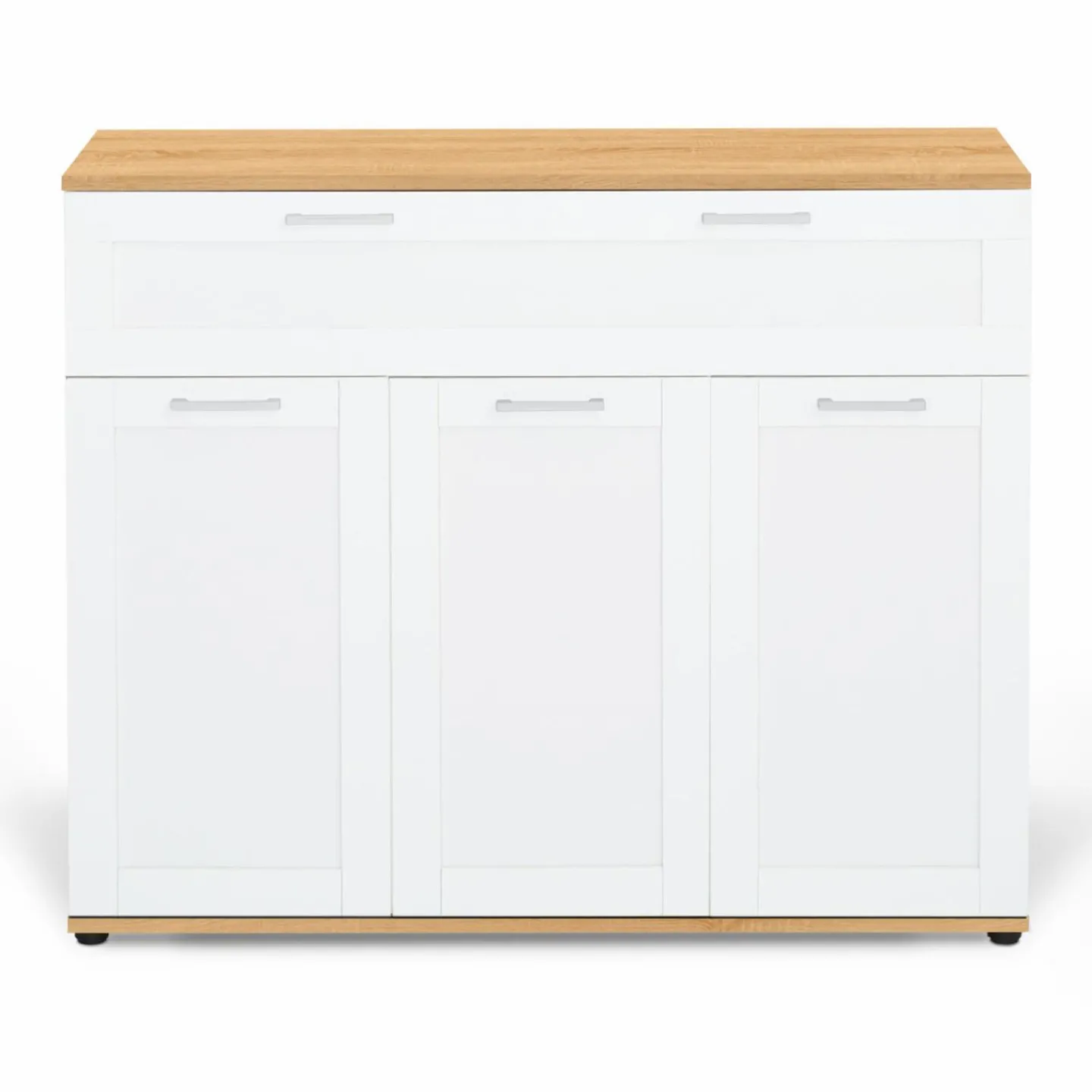 Buffet blanc et bois 3 portes et 1 tiroir*IDMarket Clearance