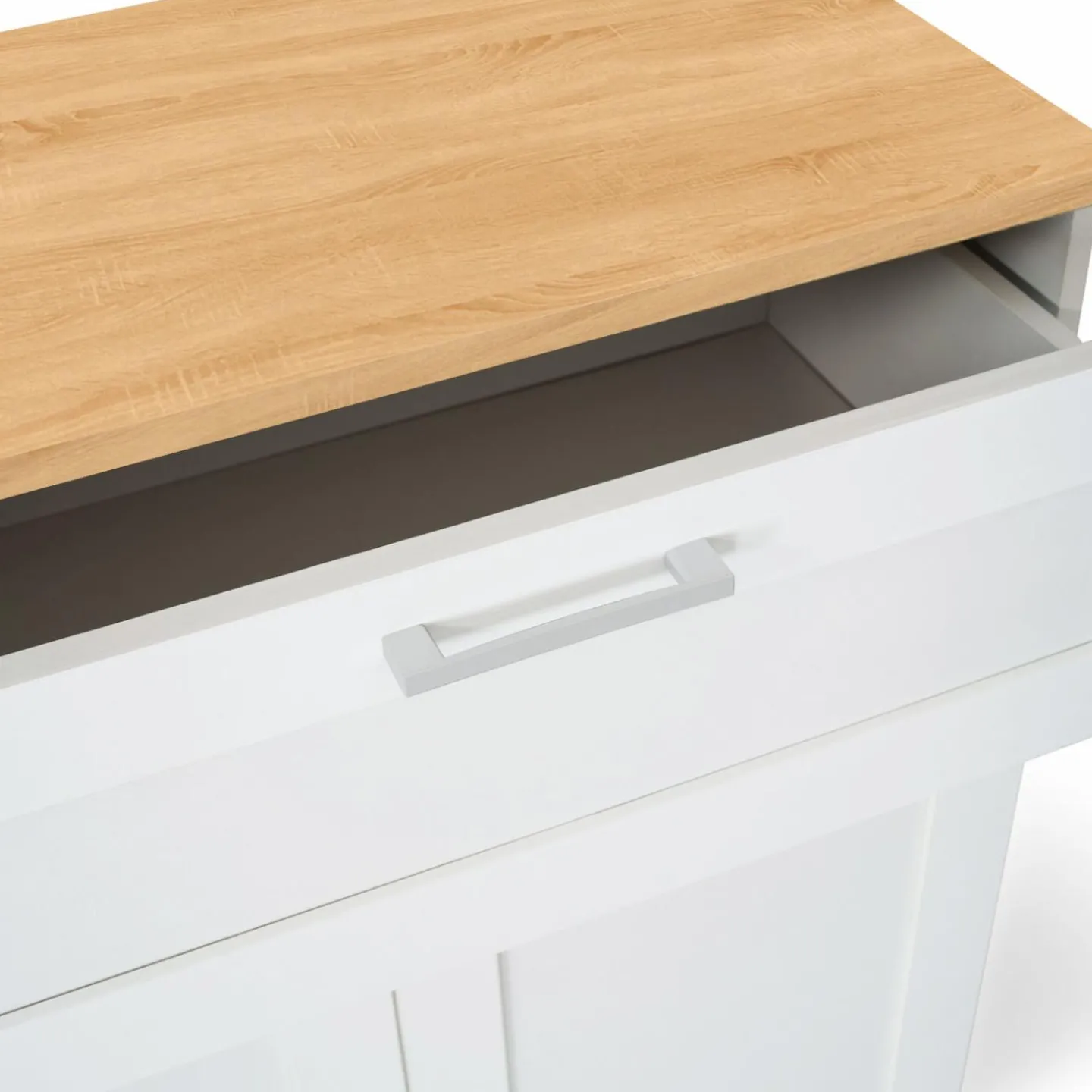 Buffet blanc et bois 3 portes et 1 tiroir*IDMarket Clearance