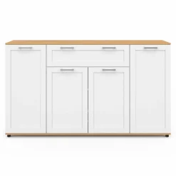 Buffet blanc et bois 4 portes 1 tiroir*IDMarket