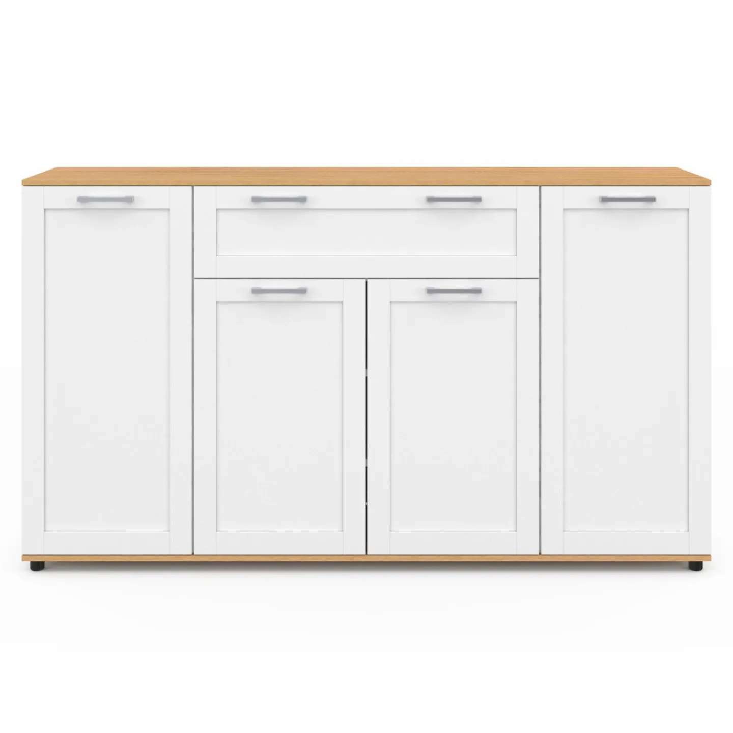 Buffet blanc et bois 4 portes 1 tiroir*IDMarket