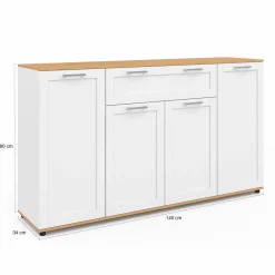 Buffet blanc et bois 4 portes 1 tiroir*IDMarket