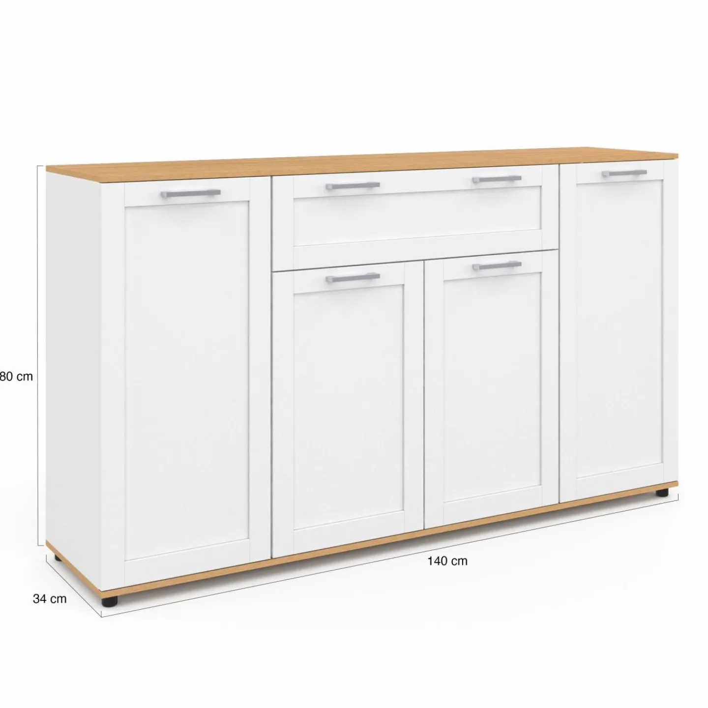 Buffet blanc et bois 4 portes 1 tiroir*IDMarket