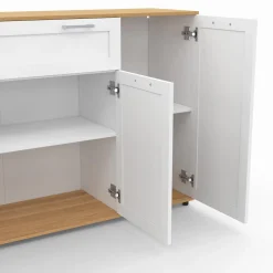 Buffet blanc et bois 4 portes 1 tiroir*IDMarket