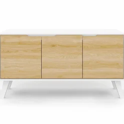 Buffet blanc et bois scandinave 3 portes 113 cm*IDMarket Outlet