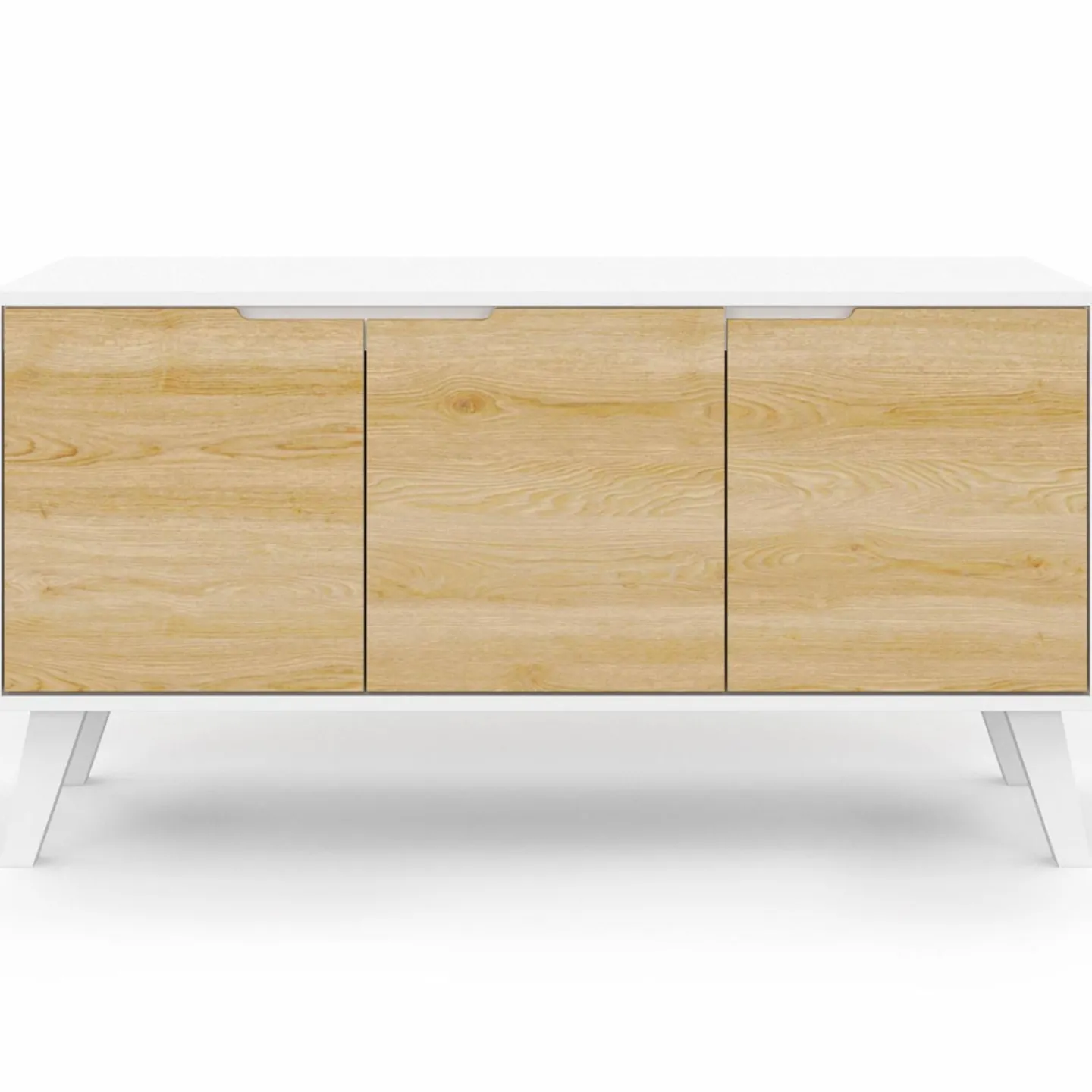 Buffet blanc et bois scandinave 3 portes 113 cm*IDMarket Outlet