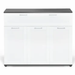 Buffet blanc et plateau gris 100 cm avec 3 portes et 1 tiroir*IDMarket Clearance