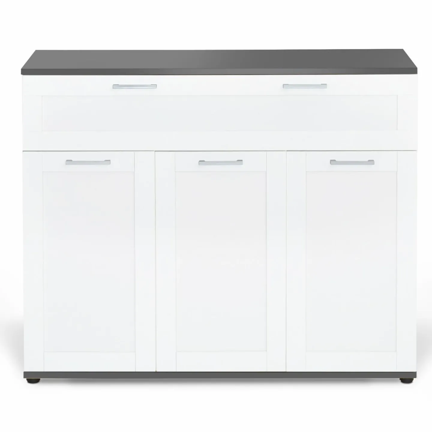 Buffet blanc et plateau gris 100 cm avec 3 portes et 1 tiroir*IDMarket Clearance