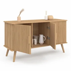 Buffet bois 3 portes 110 cm effet lattes*IDMarket Clearance