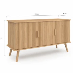 Buffet bois 3 portes 110 cm effet lattes*IDMarket Clearance