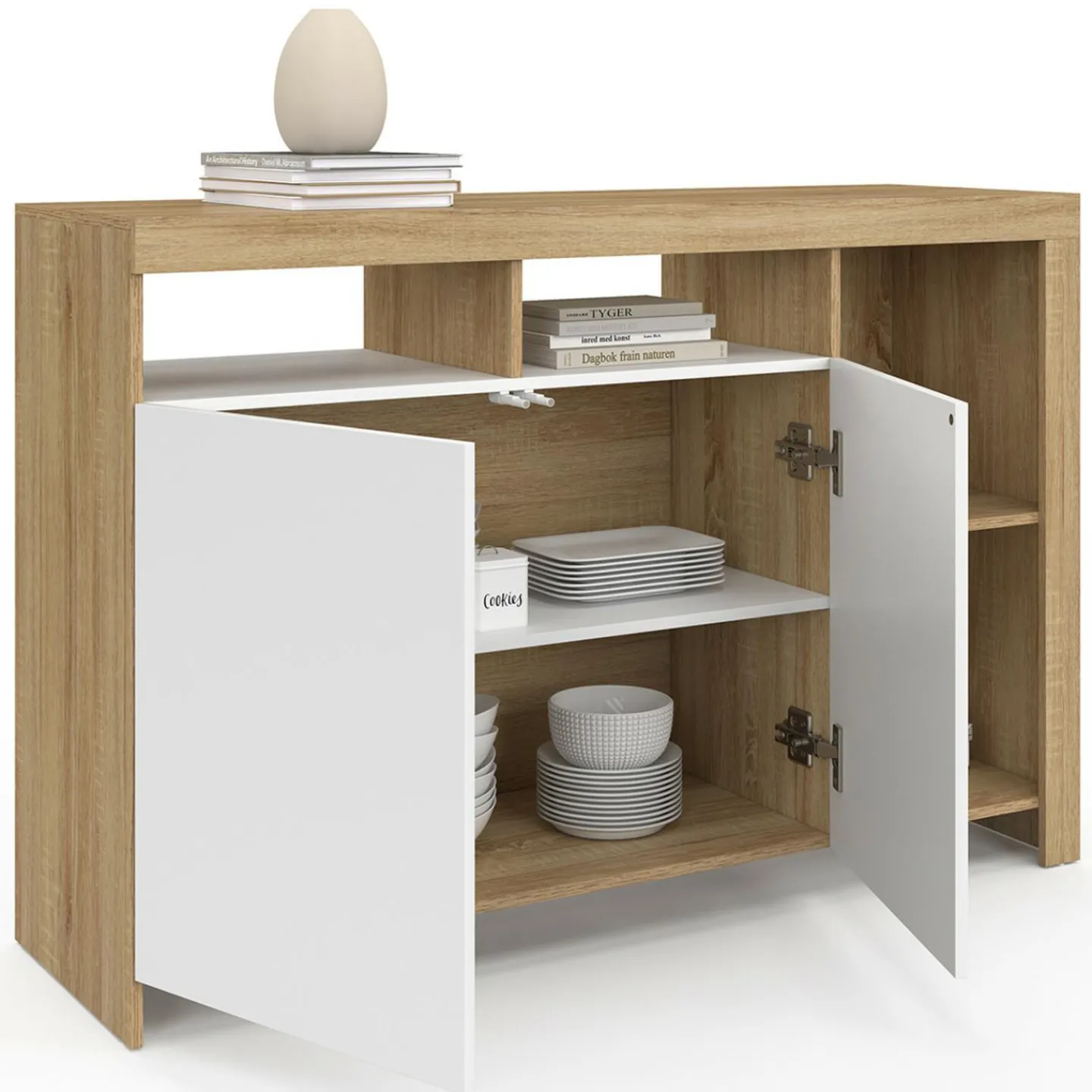 Buffet bois avec portes blanches*IDMarket Best