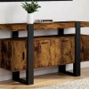 Buffet bois effet vieilli et noir 140 cm 4 portes*IDMarket Sale