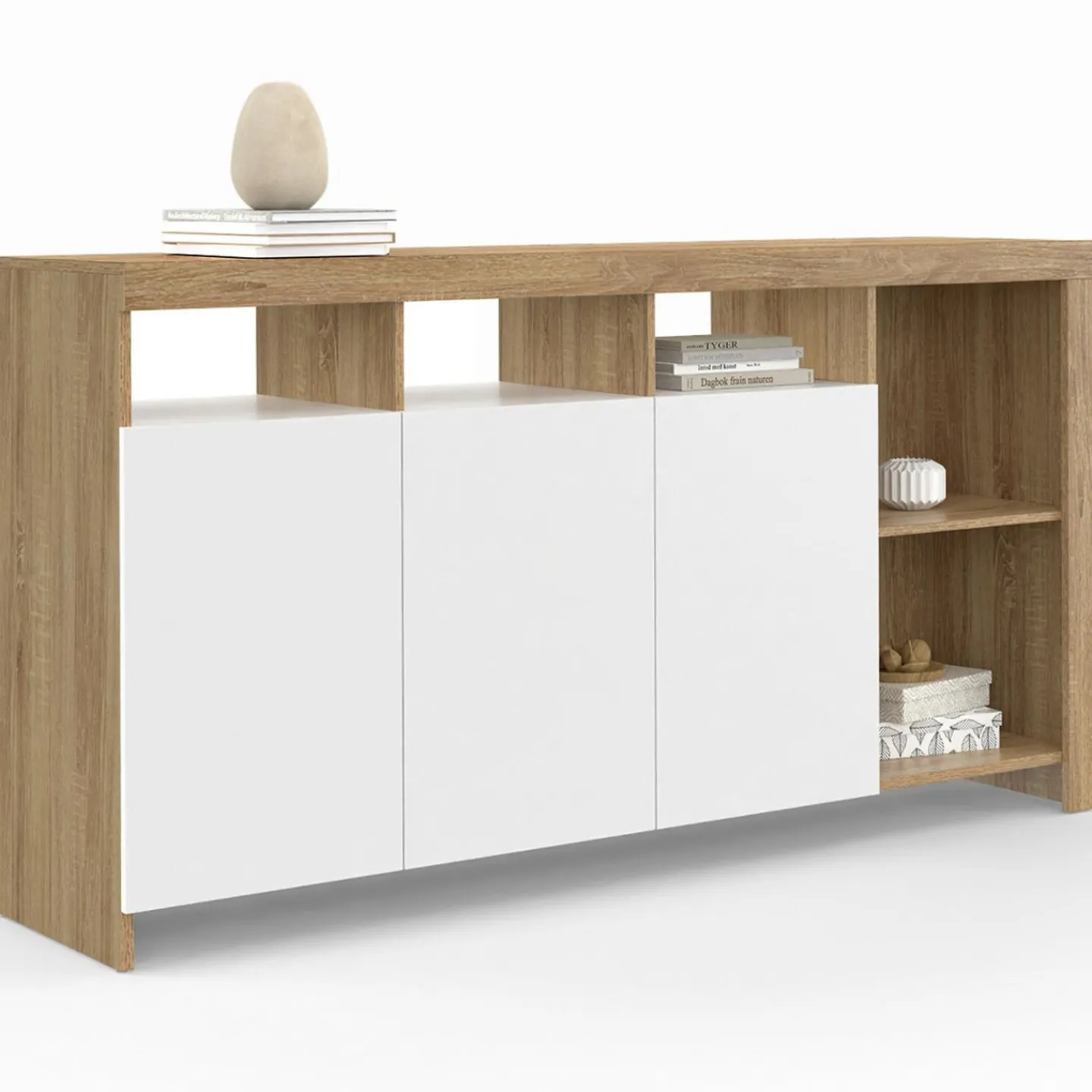 Buffet bois et blanc 140 cm*IDMarket Hot