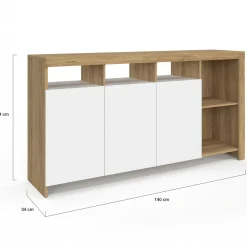 Buffet bois et blanc 140 cm*IDMarket Hot