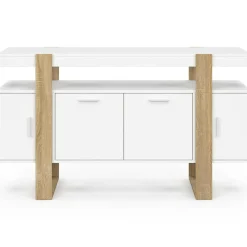 Buffet bois et blanc 140 cm avec 4 portes*IDMarket Best