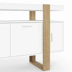 Buffet bois et blanc 140 cm avec 4 portes*IDMarket Best