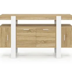 Buffet bois et blanc 4 portes 140 cm*IDMarket Best