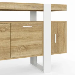 Buffet bois et blanc 4 portes 140 cm*IDMarket Best