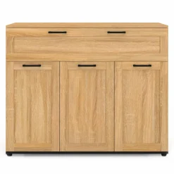 Buffet bois et poignées noires 100 cm avec 3 portes et 1 tiroir*IDMarket New