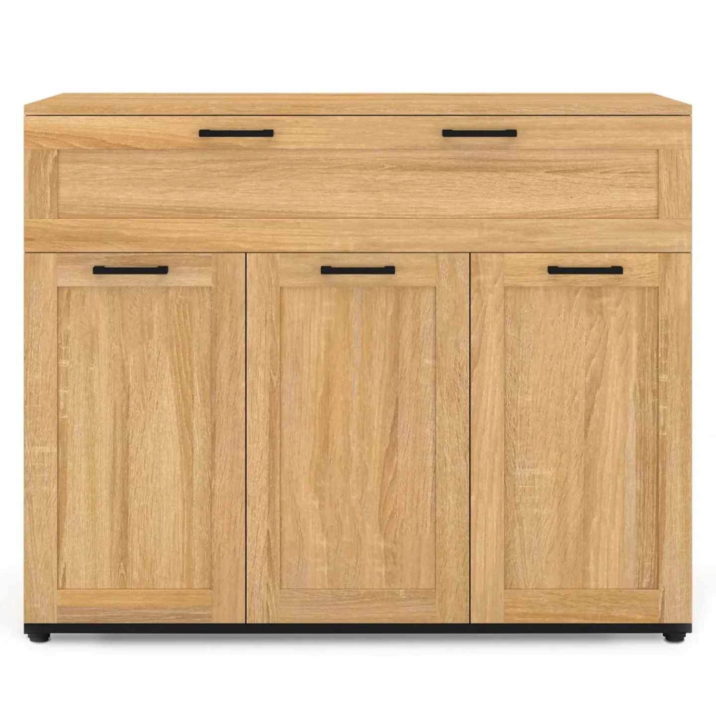 Buffet bois et poignées noires 100 cm avec 3 portes et 1 tiroir*IDMarket New