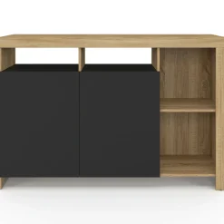 Buffet bois façon hêtre avec portes noires*IDMarket Clearance