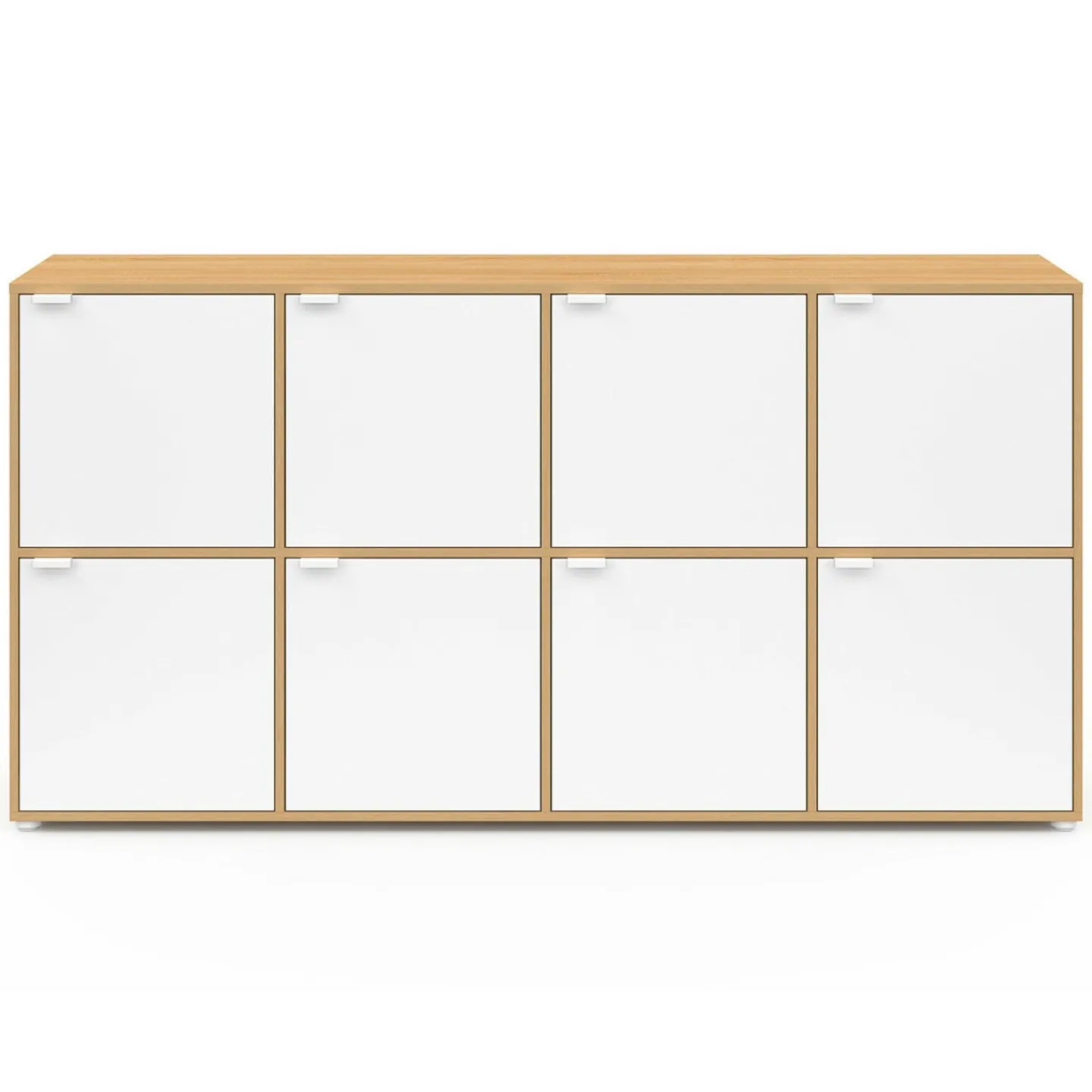 Buffet casier 8 portes 139 cm blanc et bois*IDMarket Hot