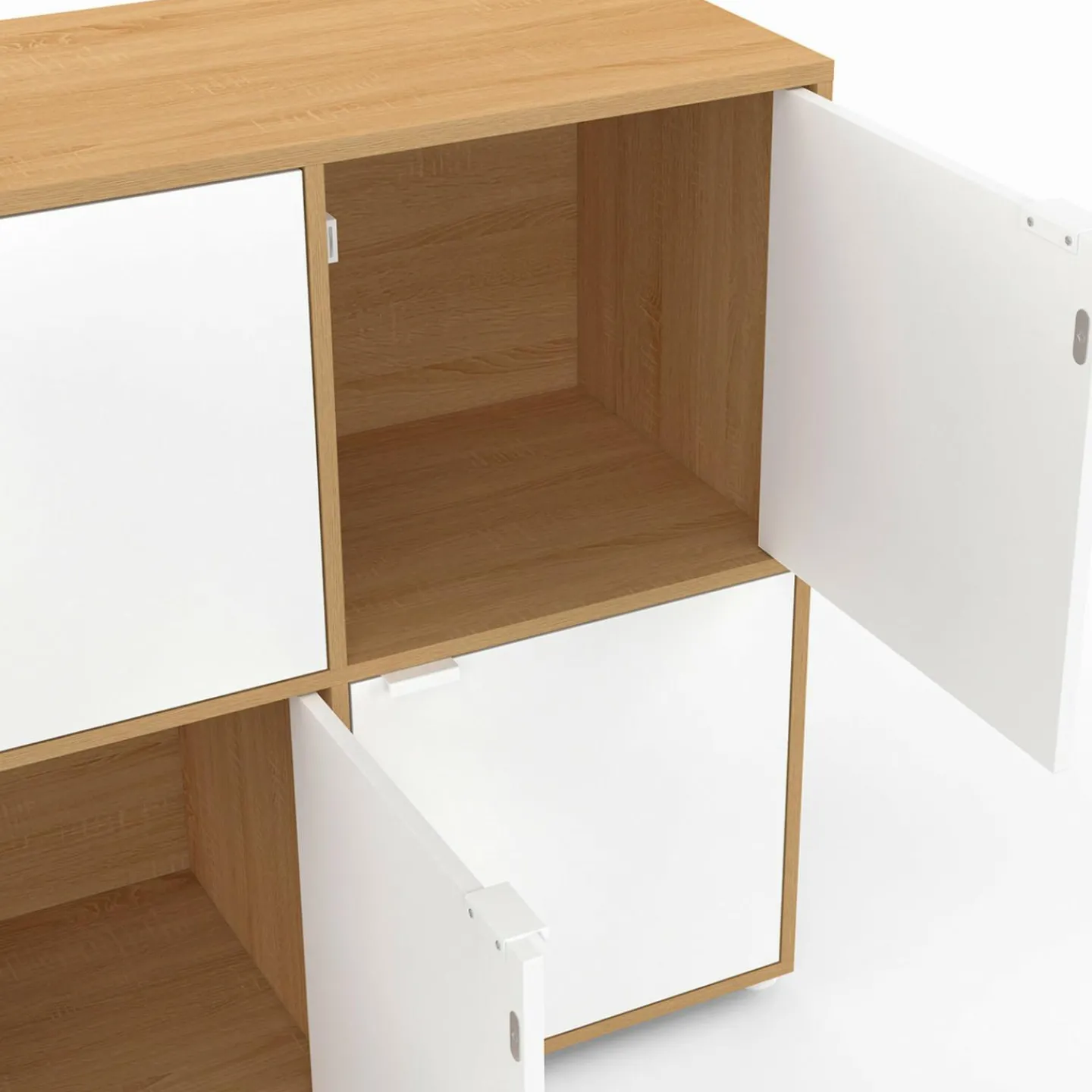 Buffet casier 8 portes 139 cm blanc et bois*IDMarket Hot