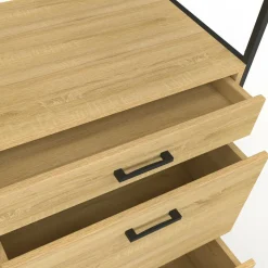 Buffet casserolier de cuisine 140 cm 5 portes + 3 tiroirs design industriel*IDMarket Sale