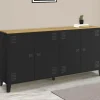 Buffet 160cm ESTER 4 portes en métal noir plateau bois design industriel*IDMarket Clearance