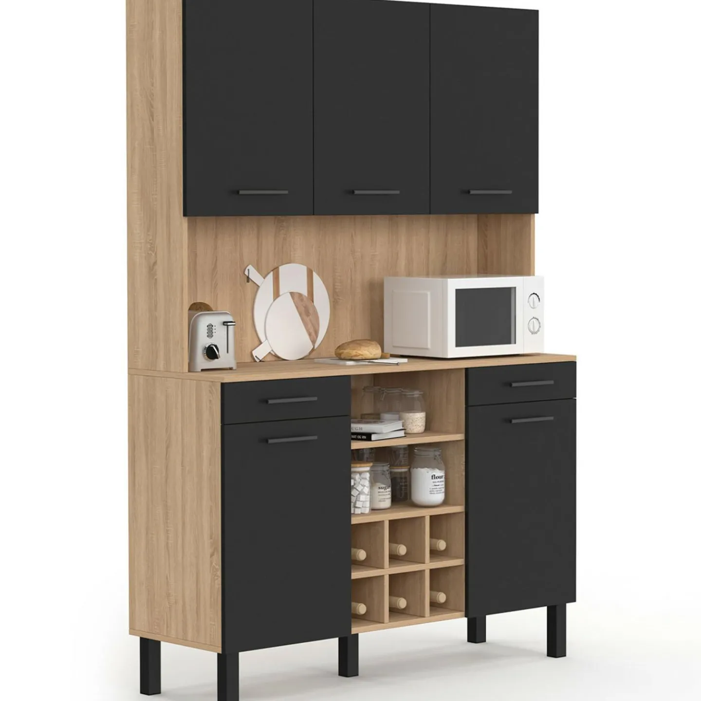 Buffet cuisine 120 cm 5 portes range-bouteilles*IDMarket