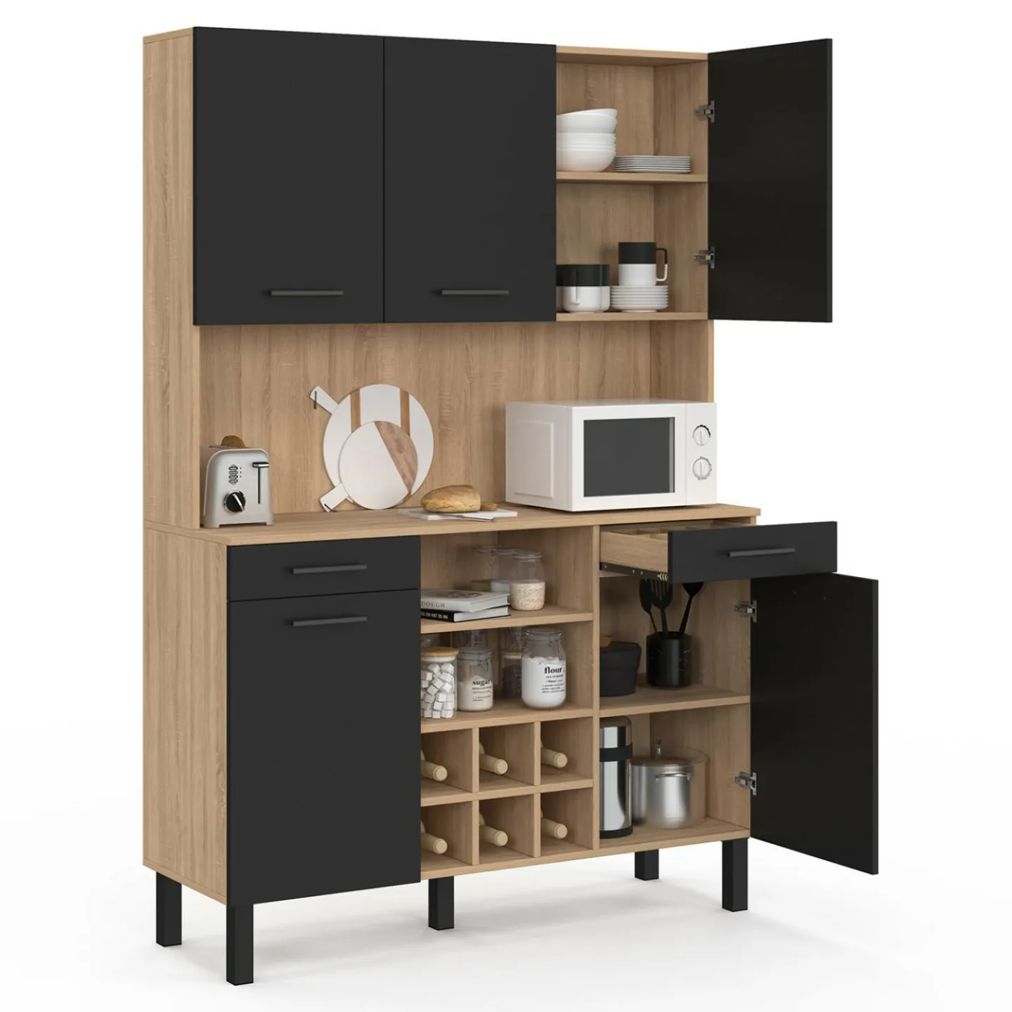 Buffet cuisine 120 cm 5 portes range-bouteilles*IDMarket