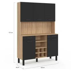 Buffet cuisine 120 cm 5 portes range-bouteilles*IDMarket