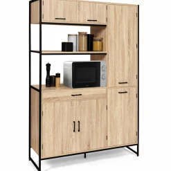 Buffet cuisine bois clair style industriel 120 cm*IDMarket Outlet
