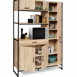 Buffet cuisine bois clair style industriel 120 cm*IDMarket Outlet