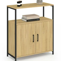 Buffet d'appoint 1 niche et 2 portes 70 cm design industriel*IDMarket