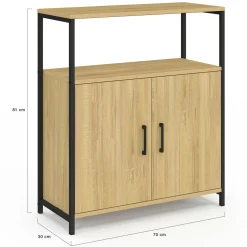 Buffet d'appoint 1 niche et 2 portes 70 cm design industriel*IDMarket