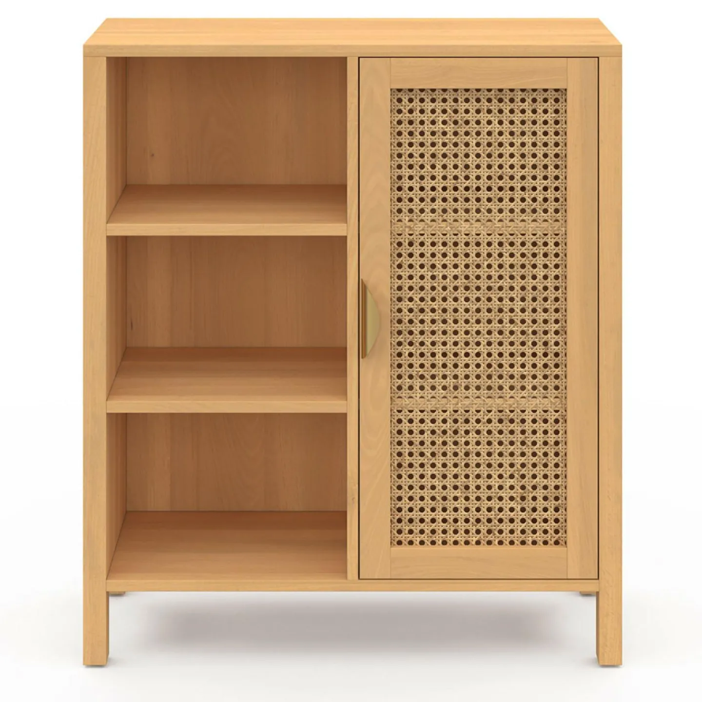 Buffet d’appoint cannage avec 3 étagères et placard 70 cm*IDMarket