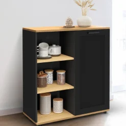Buffet d'appoint noir et bois*IDMarket Clearance
