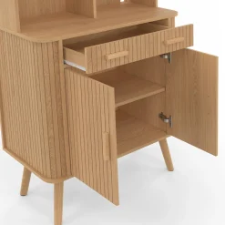 Buffet de cuisine 80 CM 2 portes + tiroir effet lattes tasseau de bois*IDMarket Outlet