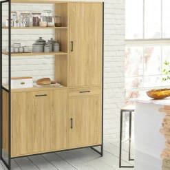 Buffet de cuisine avec colonne de rangement 3 portes design industriel*IDMarket Best