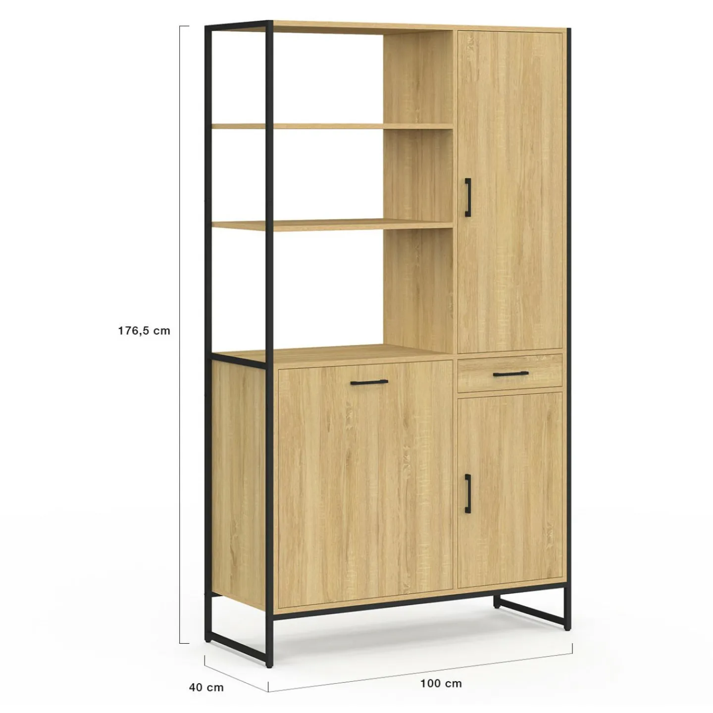 Buffet de cuisine avec colonne de rangement 3 portes design industriel*IDMarket Best