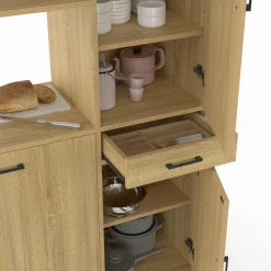 Buffet de cuisine avec colonne de rangement 3 portes design industriel*IDMarket Best