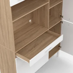 Buffet de cuisine blanc et façon hêtre avec 6 portes + tiroir*IDMarket Clearance