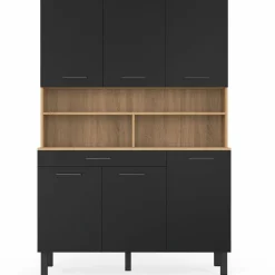 Buffet de cuisine noir et bois 120 cm*IDMarket Discount