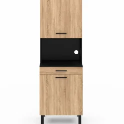 Buffet de cuisine vaisselier noir et bois façon hêtre 60 cm*IDMarket New