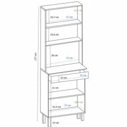 Buffet de cuisine vaisselier noir et bois façon hêtre 60 cm*IDMarket New