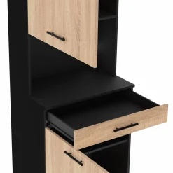 Buffet de cuisine vaisselier noir et bois façon hêtre 60 cm*IDMarket New