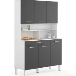Buffet de cuisine vaisselier gris et blanc 120 cm*IDMarket Online
