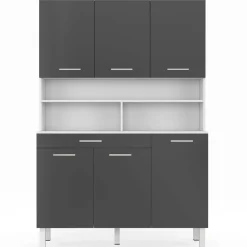 Buffet de cuisine vaisselier gris et blanc 120 cm*IDMarket Online