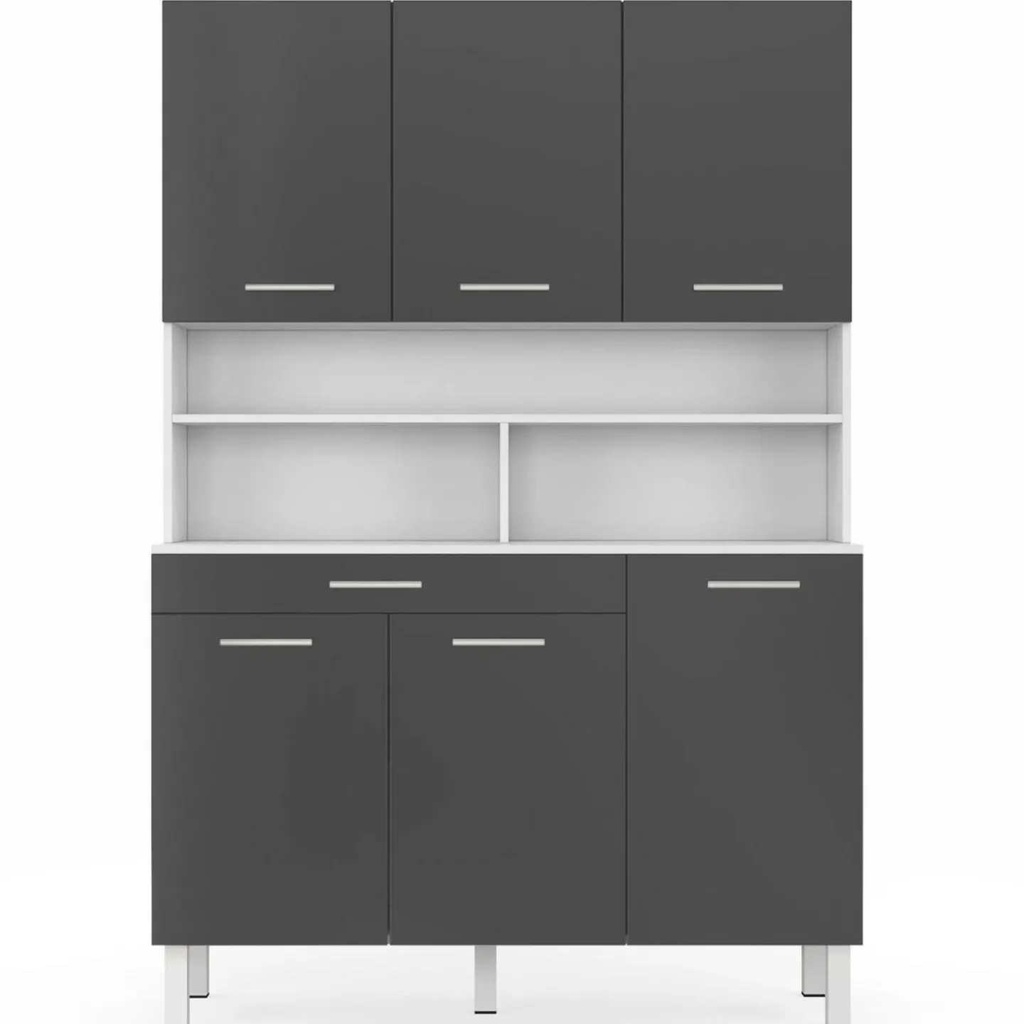 Buffet de cuisine vaisselier gris et blanc 120 cm*IDMarket Online
