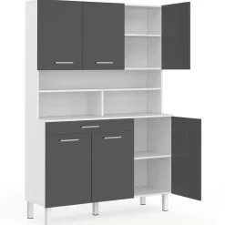 Buffet de cuisine vaisselier gris et blanc 120 cm*IDMarket Online
